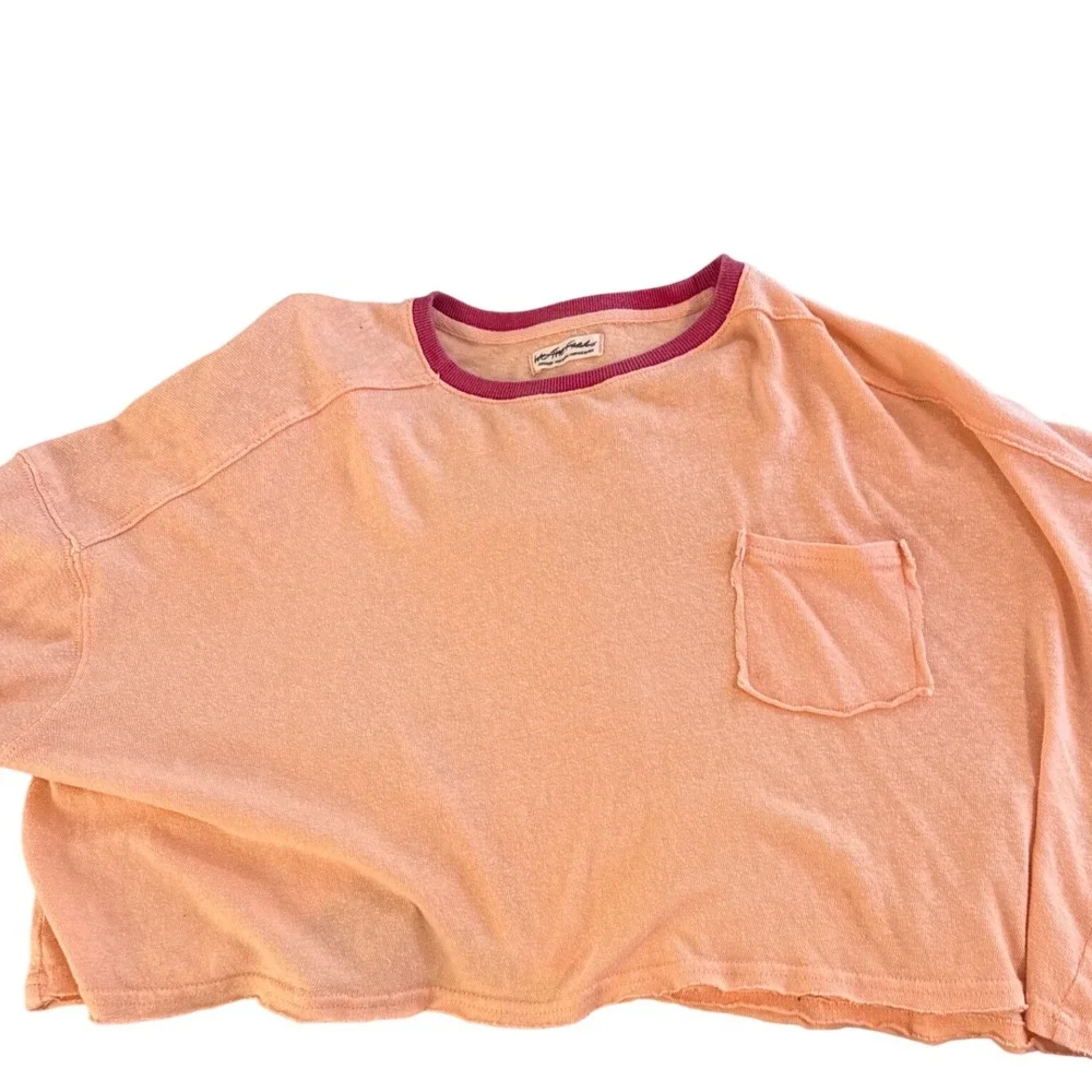 Free People All In‎ Cuff Peach Long Sleeve Cropped Top Size Small